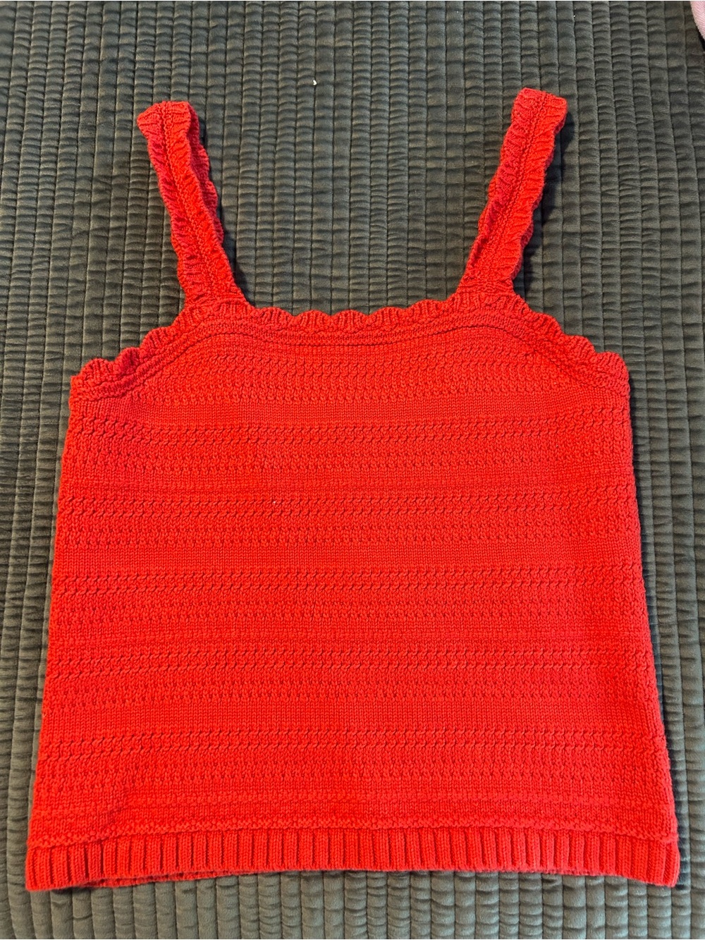 abercrombie kids Bright Red Crochet Tank Top